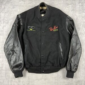 Vintage Nik And The Nice Guys Jacket Mens Large Black Varsity Chalk Line Band